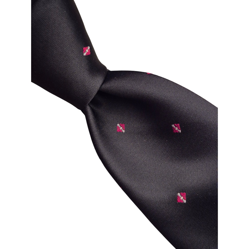 Christian‎ Dior Monsieur Mens Tie Black Red Diamond Geometric Silk Blend USA VTG